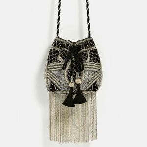 Zara beaded bucket bag